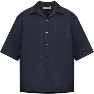 Marni, Heren, Overhemden, Blauw, Maat: XL Wol,