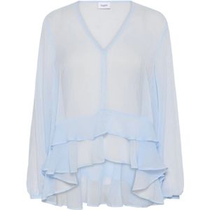 Saint Tropez, Dames, Blouses & Shirts, Blauw, Maat: L Kasjmier,