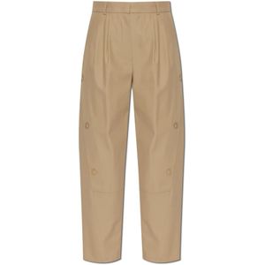 Max Mara, Dames, Broeken, Beige, Maat: S Katoen,