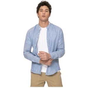 Brunello Cucinelli, Heren, Overhemden, Blauw, Maat: M Linnen,