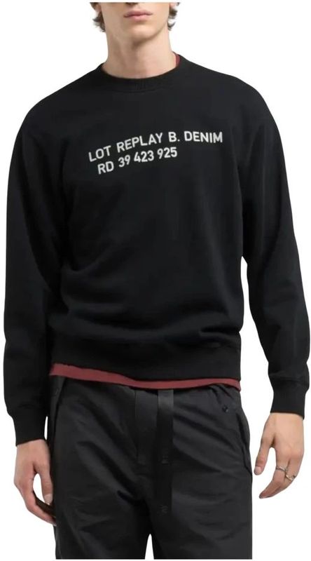 Replay, Heren, Sweatshirts & Hoodies, Zwart, Maat: L Katoen,