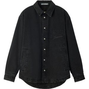 Jacquemus, Heren, Overhemden, Zwart, Maat: S Katoen,