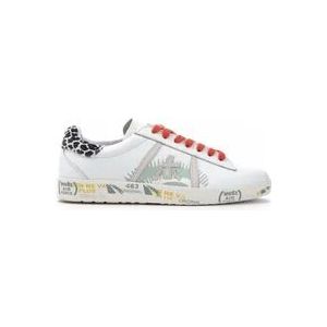 Premiata Witte Leren Sneakers met Contrasterende Patch , White , Dames , Maat: 38 EU