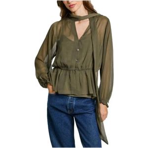 Pepe Jeansvoor vrouwen. PL304926 Blouse Stralend groen (L), Casual, Polyester, Lange mouwen