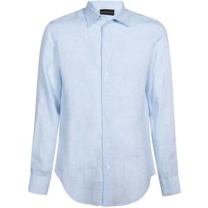 Emporio Armani, Heren, Overhemden, Blauw, Maat: XL