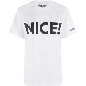Moschino - T-shirt - Wit - 100% Katoen - Bedrukt Logo