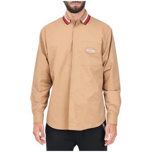 Moschino, Heren, Overhemden, Bruin, Maat: M Katoen,