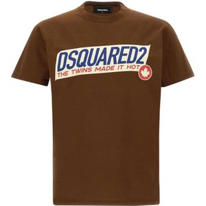 Dsquared2, Heren, Tops, Bruin, Maat: XL Katoen,