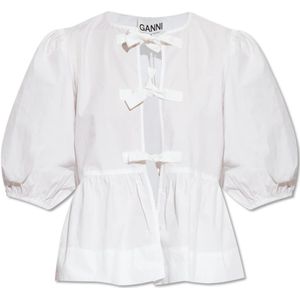 Ganni, Dames, Blouses & Shirts, Wit, Maat: M Katoen,