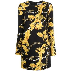 Versace Jeans Couture, Dames, Jurken, Zwart, Maat: 2XS Poliester,