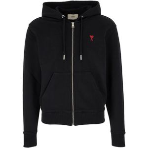 Ami Paris, Heren, Sweatshirts & Hoodies, Zwart, Maat: 2XL Katoen,