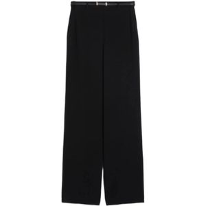 Max Mara Studio, Dames, Broeken, Zwart, Maat: 2XS Wol,
