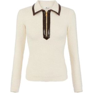 Elisabetta Franchi, Dames, Truien, Beige, Maat: XS Wol,