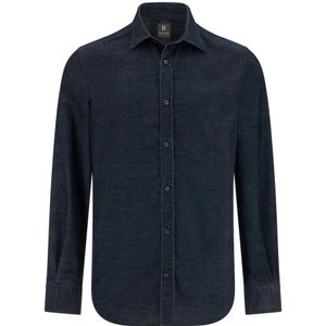 Boggi Milano, Heren, Overhemden, Blauw, Maat: S Velours,