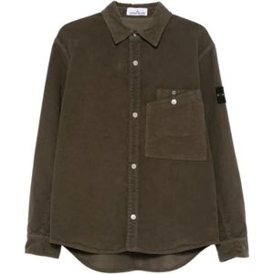 Stone Island, Heren, Overhemden, Groen, Maat: XL