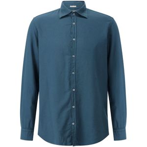 Massimo Alba, Heren, Overhemden, Blauw, Maat: M Katoen,