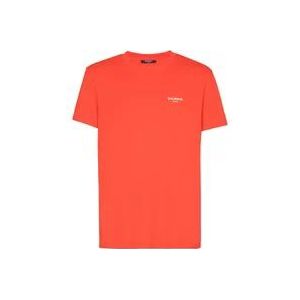 Balmain T-shirt met flocked Paris logo , Orange , Heren , Maat: XS