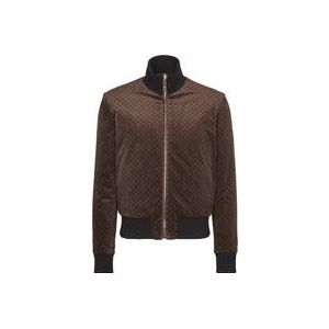 Balmain Omkeerbare mini-monogram bomberjack , Brown , Heren , Maat: XL