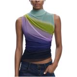 T-shirt - Kleurverloop - Mouwloos - Gedrapeerde Tule - Regular Fit