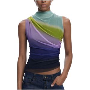 T-shirt - Kleurverloop - Mouwloos - Gedrapeerde Tule - Regular Fit