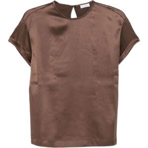 Brunello Cucinelli, Dames, Blouses & Shirts, Bruin, Maat: L Jersey,