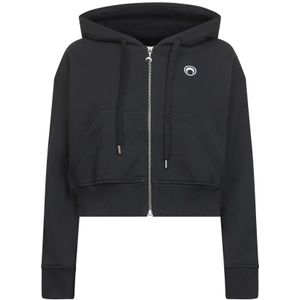 Marine Serre, Dames, Sweatshirts & Hoodies, Zwart, Maat: XS Fleece,