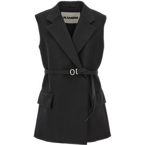 Jil Sander, Dames, Jassen, Zwart, Maat: S Wol,