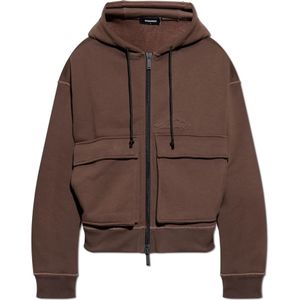 Dsquared2, Heren, Sweatshirts & Hoodies, Bruin, Maat: M Katoen,