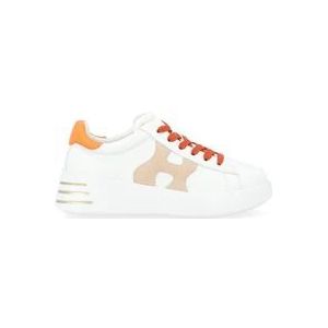 Hogan Rebel Leren Sneaker in Wit en Oranje , White , Dames , Maat: 37 1/2 EU