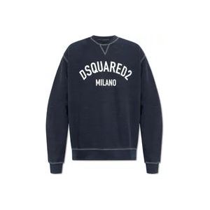 Dsquared2 Sweatshirt met logo , Blue , Heren , Maat: S