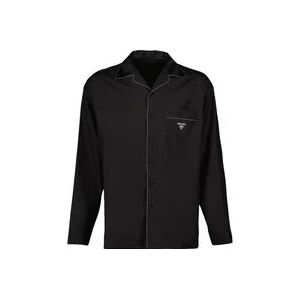 Prada Zijden Klassieke Overhemd Lange Mouw , Black , Heren , Maat: M