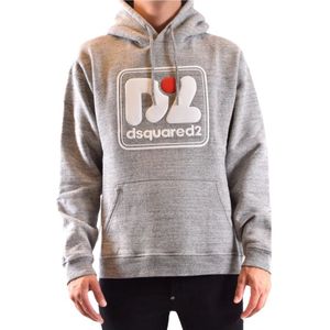 Dsquared2, Heren, Sweatshirts & Hoodies, Grijs, Maat: M Katoen,
