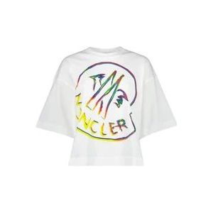 Moncler Logo Oversized T-Shirt , White , Dames , Maat: M