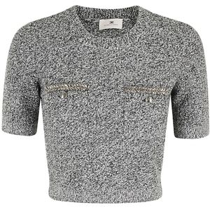 Elisabetta Franchi, Dames, Truien, Zwart, Maat: L