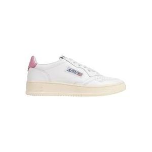 Autry Witte Leren Sneakers met Roze Details , White , Dames , Maat: 36 EU