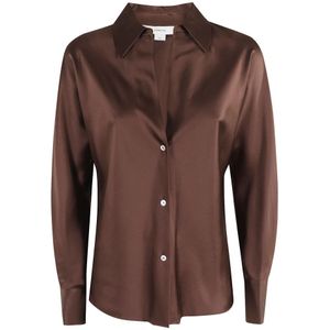 Vince, Dames, Blouses & Shirts, Bruin, Maat: M Zijde,