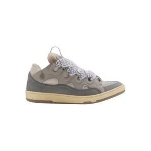 Lanvin Grijze Curb Leren Sneakers , Multicolor , Heren , Maat: 43 EU