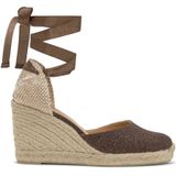 Castañer - Espadrilles - Bruin - Metallic Linnen - Gevoerde Binnenzool - Vetersluiting