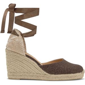 Castañer - Espadrilles - Bruin - Metallic Linnen - Gevoerde Binnenzool - Vetersluiting