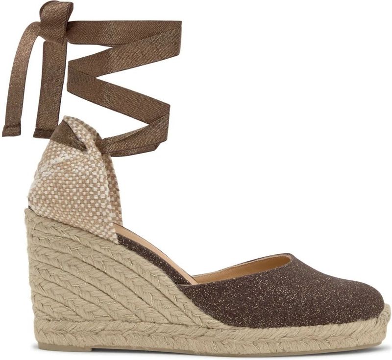 Castañer - Espadrilles - Bruin - Metallic Linnen - Gevoerde Binnenzool - Vetersluiting