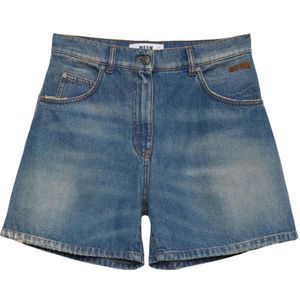 Msgm, Dames, Korte broeken, Blauw, Maat: XS Denim,