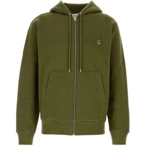 Maison Kitsuné, Heren, Sweatshirts & Hoodies, Groen, Maat: S Katoen,
