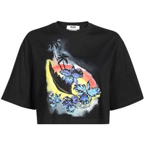 Msgm, Dames, Tops, Zwart, Maat: M Katoen,