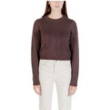 Only - Ronde Hals Trui - Bruin - Lange Mouwen - 50% Acryl en 50% Nylon