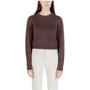Only - Ronde Hals Trui - Bruin - Lange Mouwen - 50% Acryl en 50% Nylon