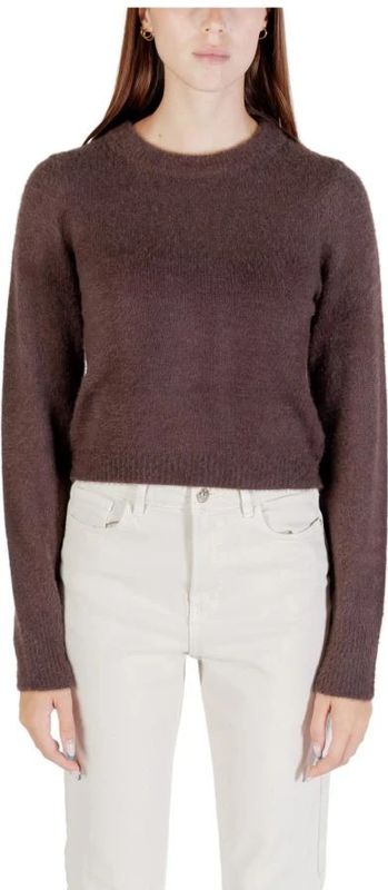 Only - Ronde Hals Trui - Bruin - Lange Mouwen - 50% Acryl en 50% Nylon