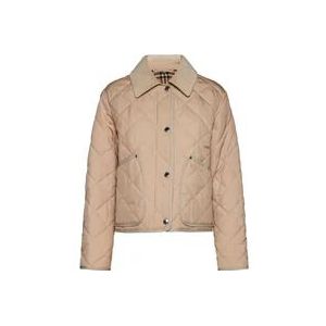 Burberry Gewatteerde Katoenen Jas , Beige , Dames , Maat: L