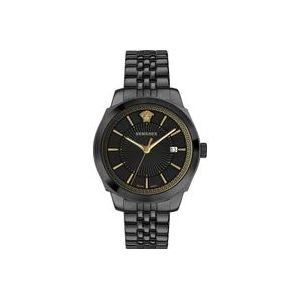 Versace Klassiek Zwart Roestvrijstalen Horloge , Black , Heren , Maat: ONE Size