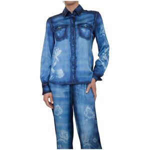 Blugirl, Dames, Blouses & Shirts, Blauw, Maat: XS Satijn,