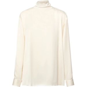 Nineminutes, Dames, Blouses & Shirts, Wit, Maat: XS Satijn,